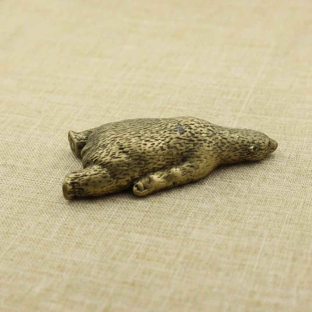 Pure Bronze Copper Polar Bear Ornament Miniatures Desk Figurine Tea Pet