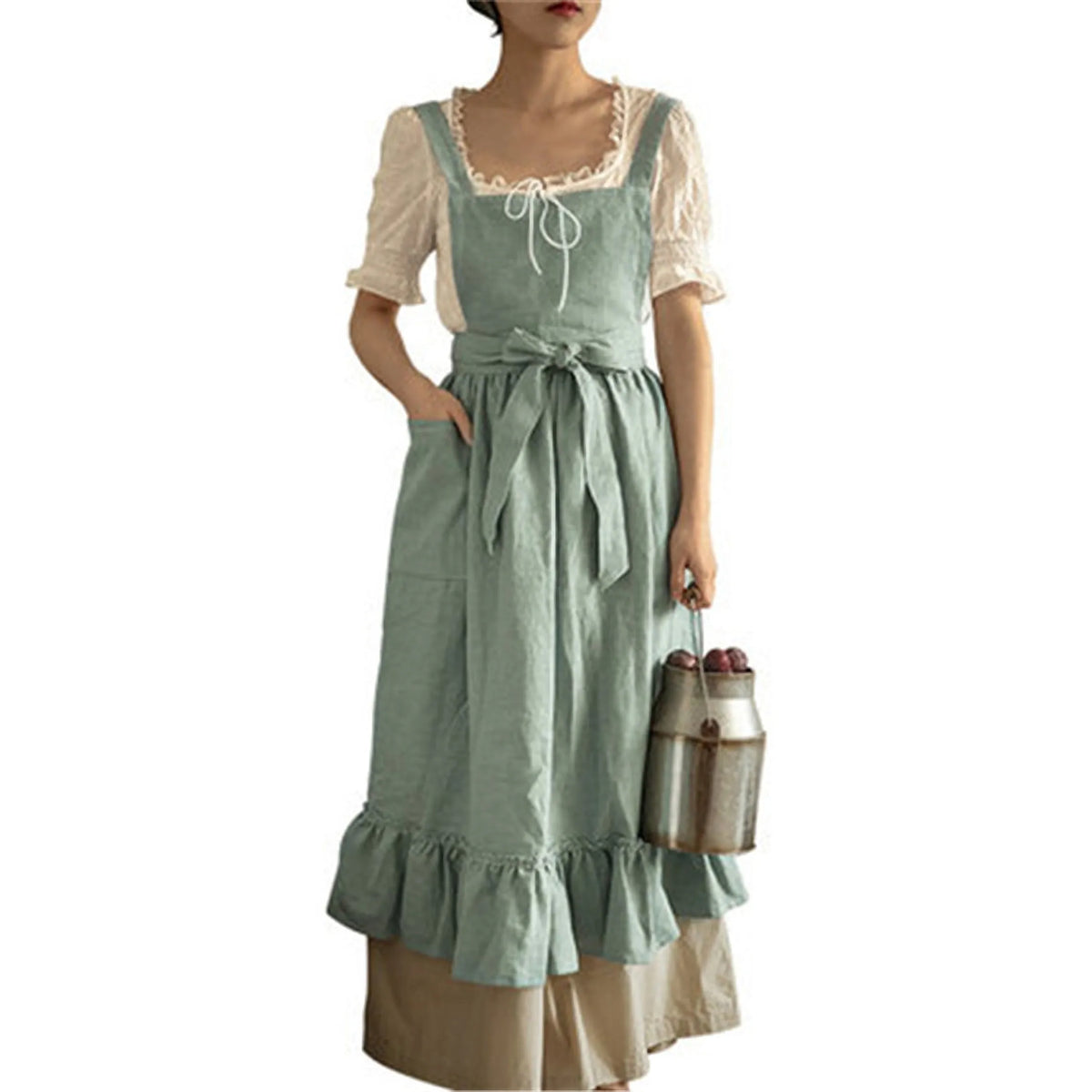 Emma's Cotton Linen Frilled Aprons Smock