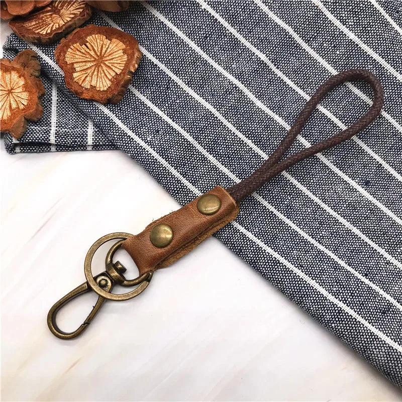 Leather Lanyard Strap Wrist Neck Keychain