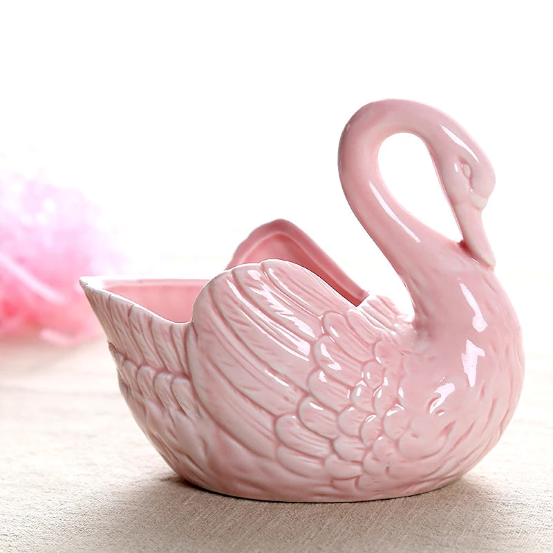 Swan Ceramic Flower Pots Home Decoration Storage Ornaments