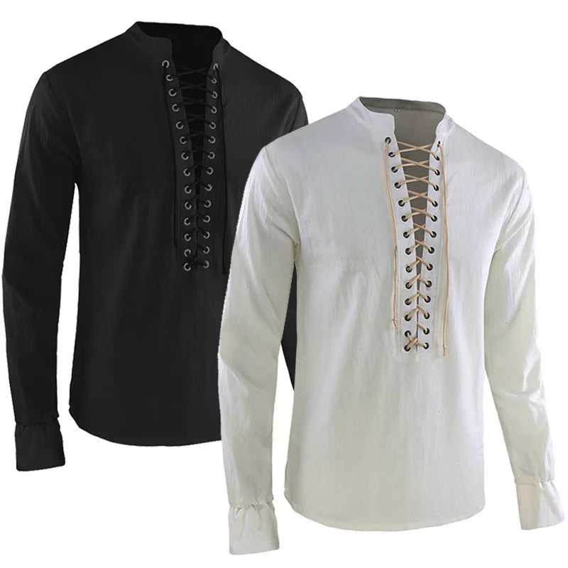 Medieval Shirt Mens Tunic Viking Pirate Costume Knight Warrior Saxon LARP
