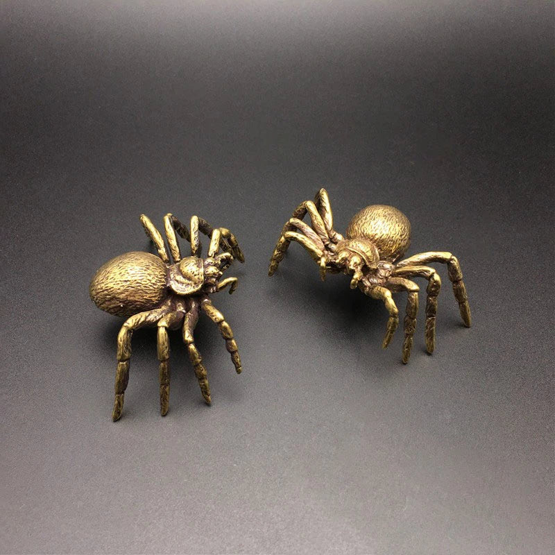 Copper Funnel Web Spider Figurine Tea Pet