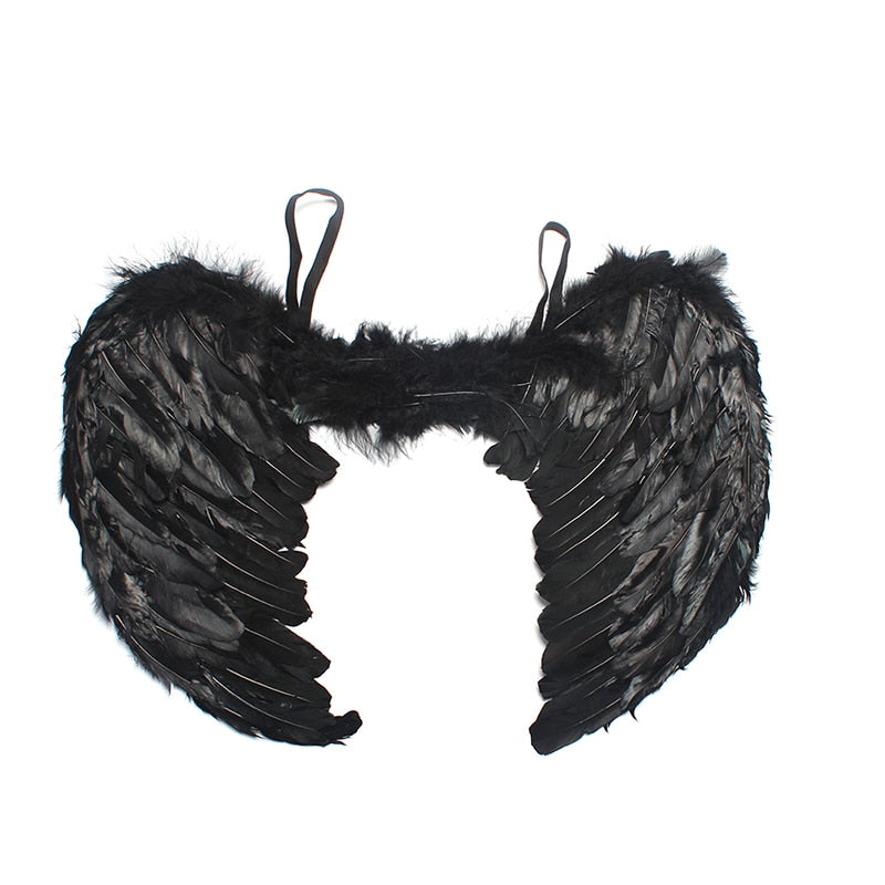 Black Swan Tulle Tutu Dress with Feather Wings and Hair Clip Halloween Costume