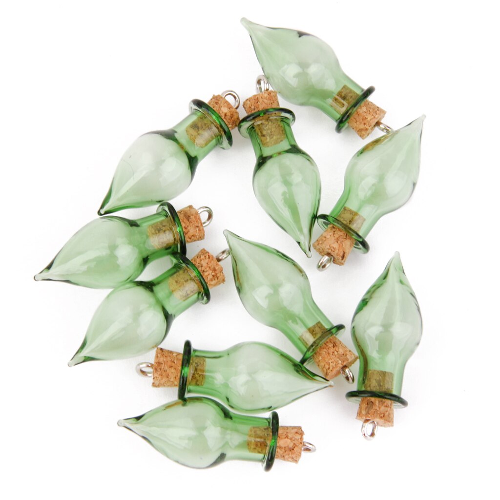 Ten Green Vial Bottles DIY Jewellery Making