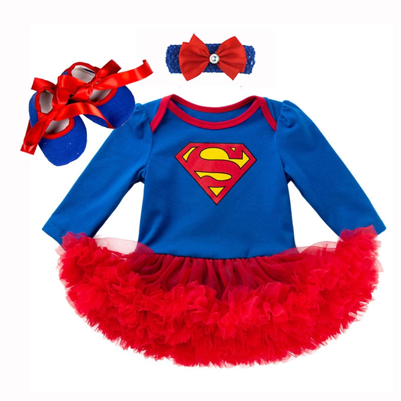 0-2Y 3pcs Girl Baby Superhero Suit Costume Newborn Clothing Sets