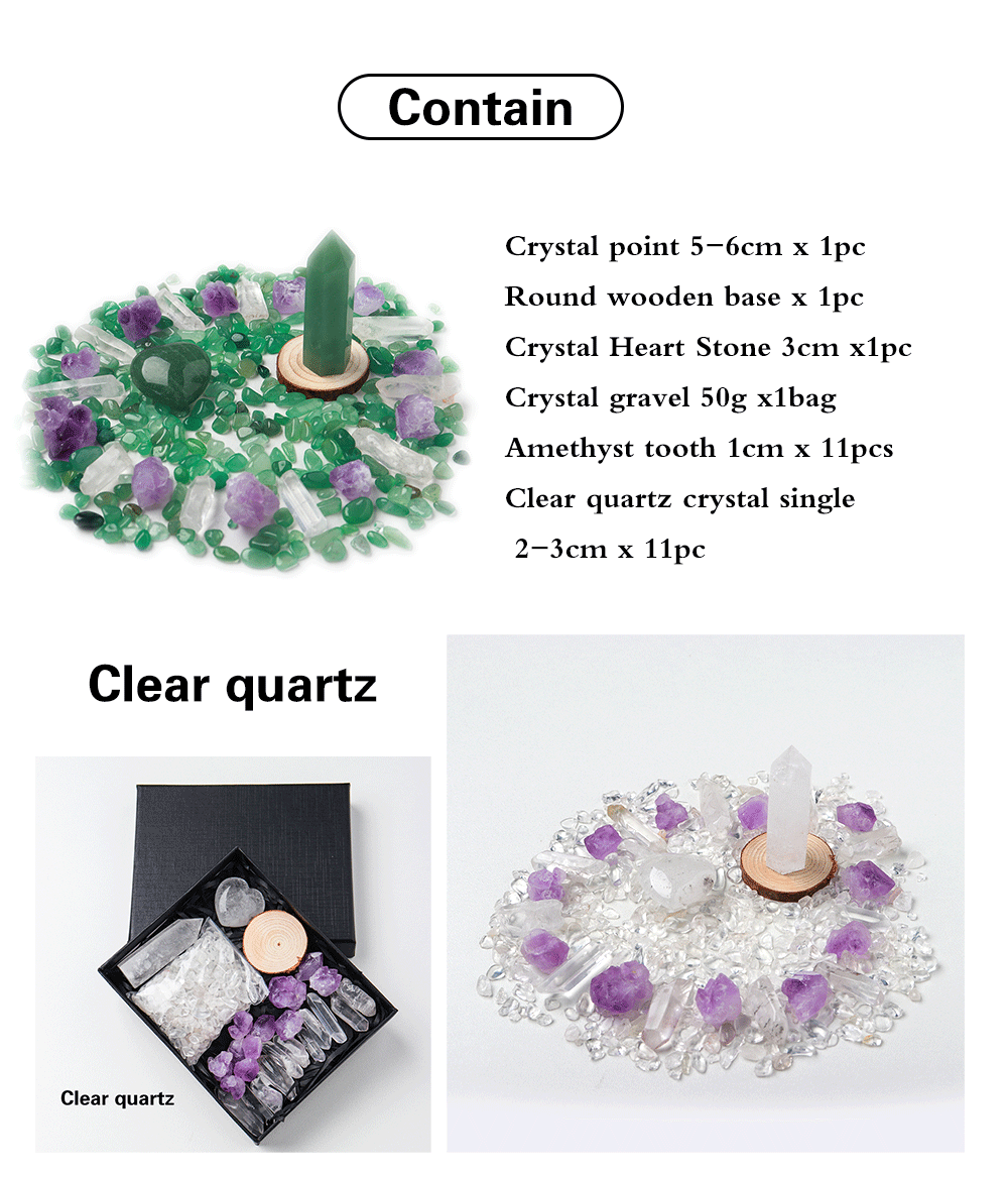 Natural Crystal Gift Sets Amethyst Clear Quartz Rose Quartz Gifts Box