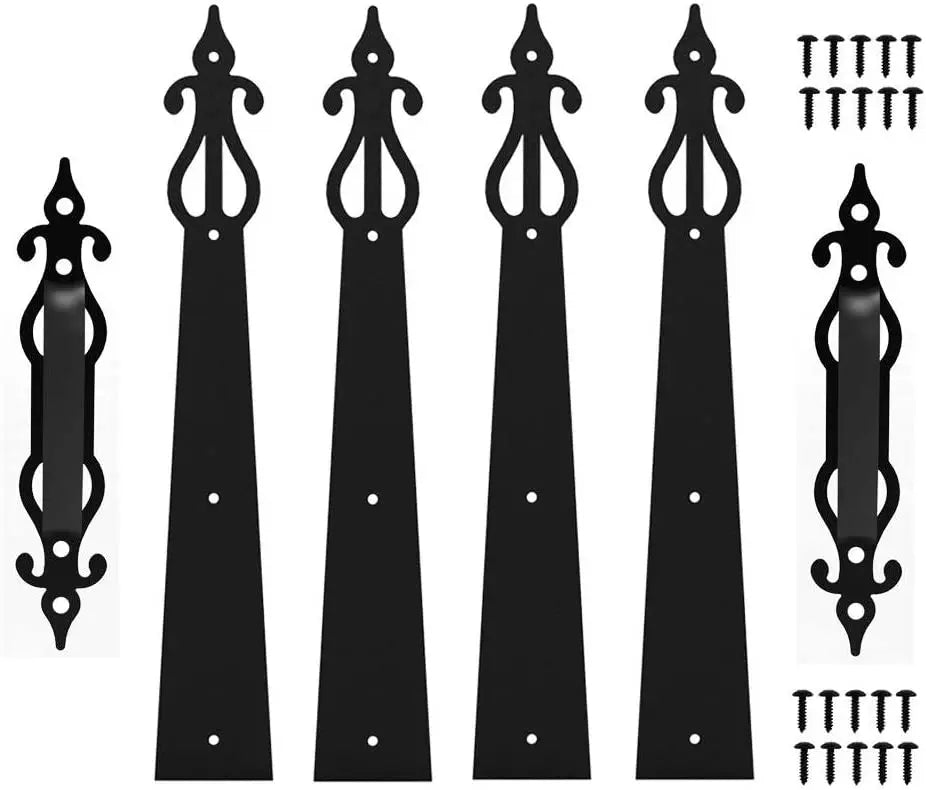 Steel Door Hardware Kit Decorative Carriage House Mounted Hinges Handles