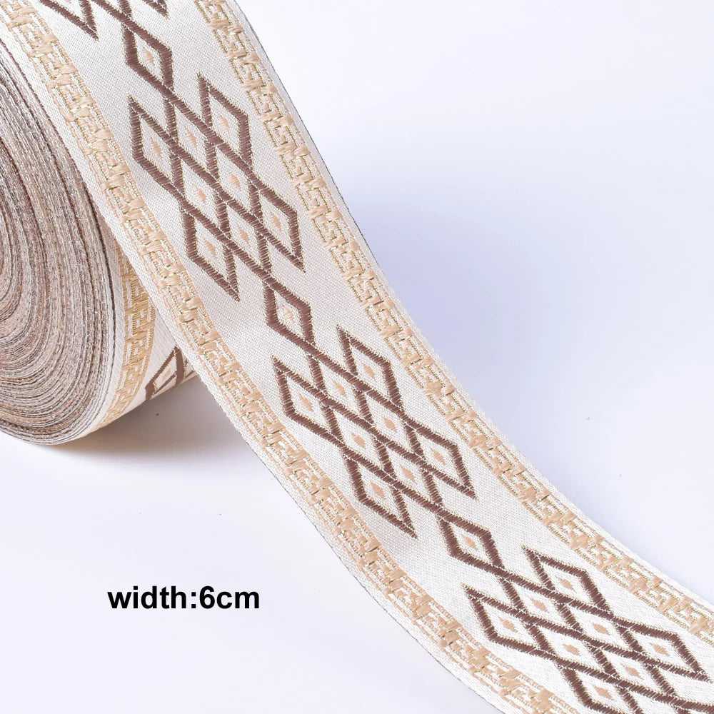 1M Boho Embroidered Jacquard Ribbons Trim DIY Craft
