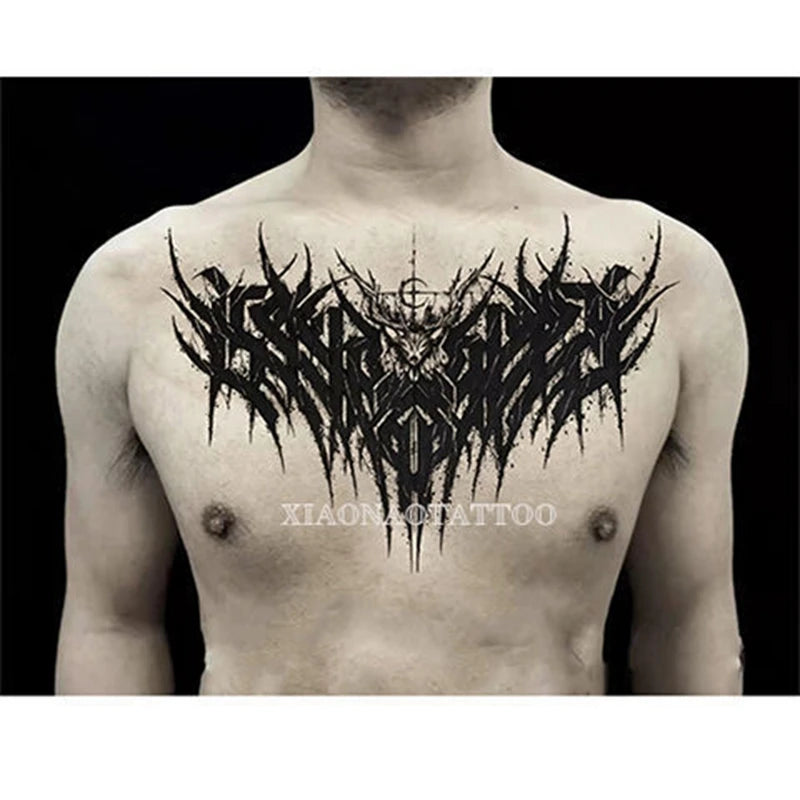Dark Flower Collar Body Art Temporary Tattoo Chest Clavicle Tattoo Sticker