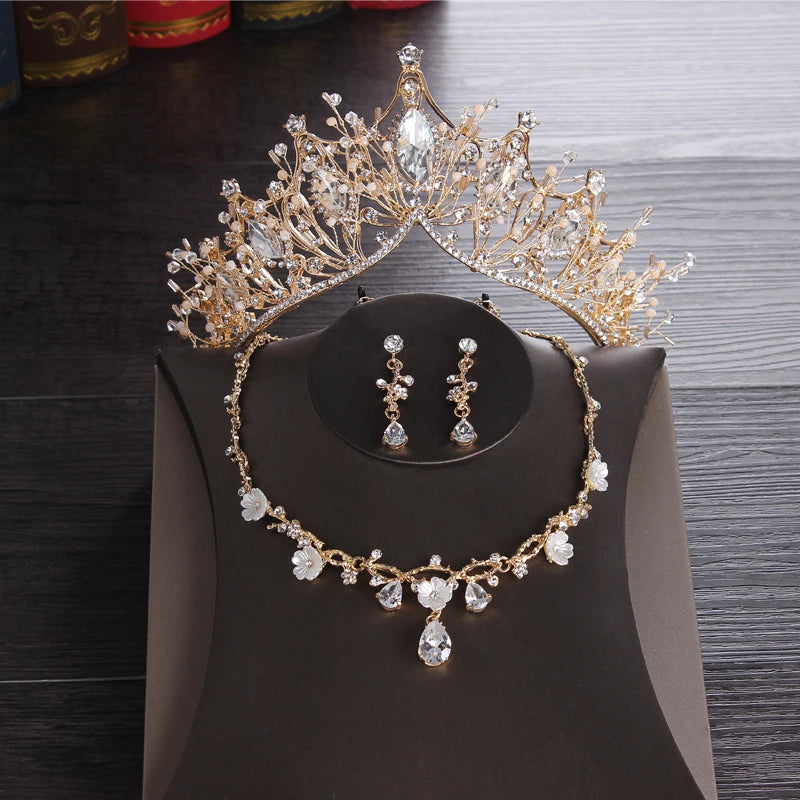 Bridal Jewellery Set - Crown, Earrings & Necklace.