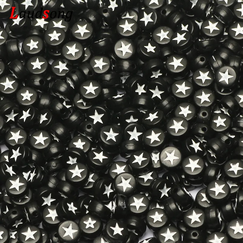 Friendship Bracelet Stars and Letters Acrylic Beads Round Spacer Beads For DIY Jewellery Making