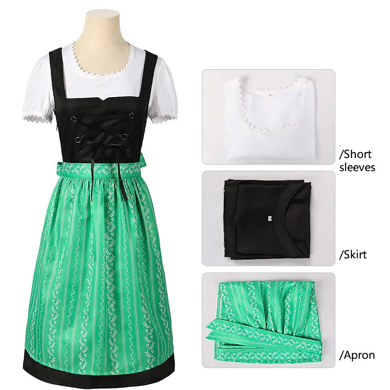 Oktoberfest Costume Dress Women Germany Beer Maid Tavern Waitress Cosplay