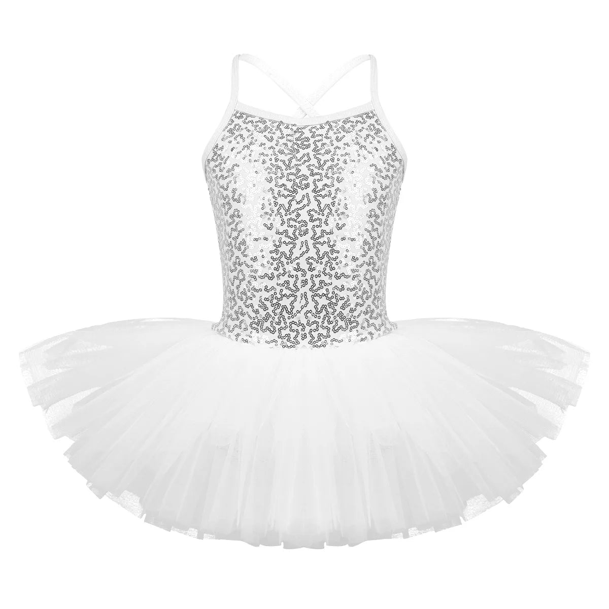 Girls Shiny Sequins Tutu Ballet Dance Dress Leotard Skate Wear Ballerina Fairy Party Costume