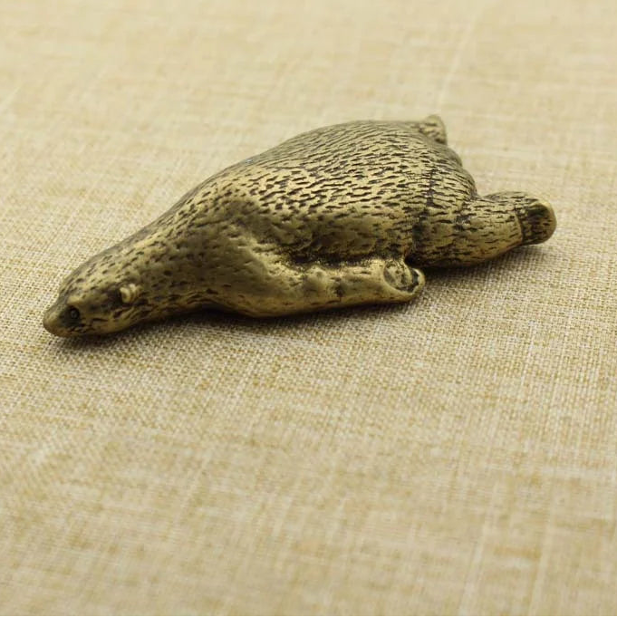 Pure Bronze Copper Polar Bear Ornament Miniatures Desk Figurine Tea Pet