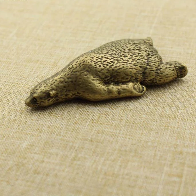 Pure Bronze Copper Polar Bear Ornament Miniatures Desk Figurine Tea Pet