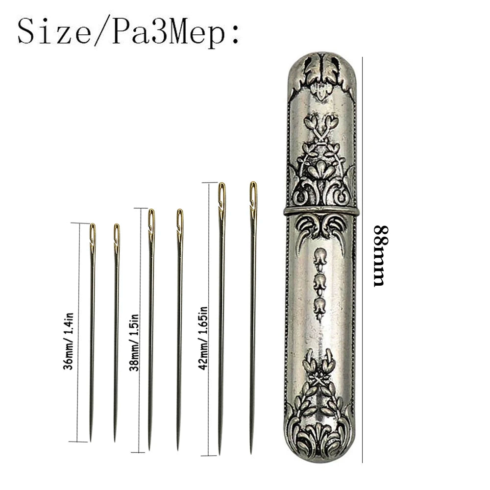 Vintage Needle Case 24pcs Self Threading Needle Pins Hand Sewing Needles DIY Sewing Tools