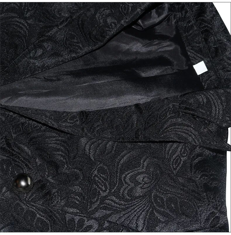 Mens Steampunk Victorian Gothic Jacquard Tailcoat Jacket Stage Performance Costumes