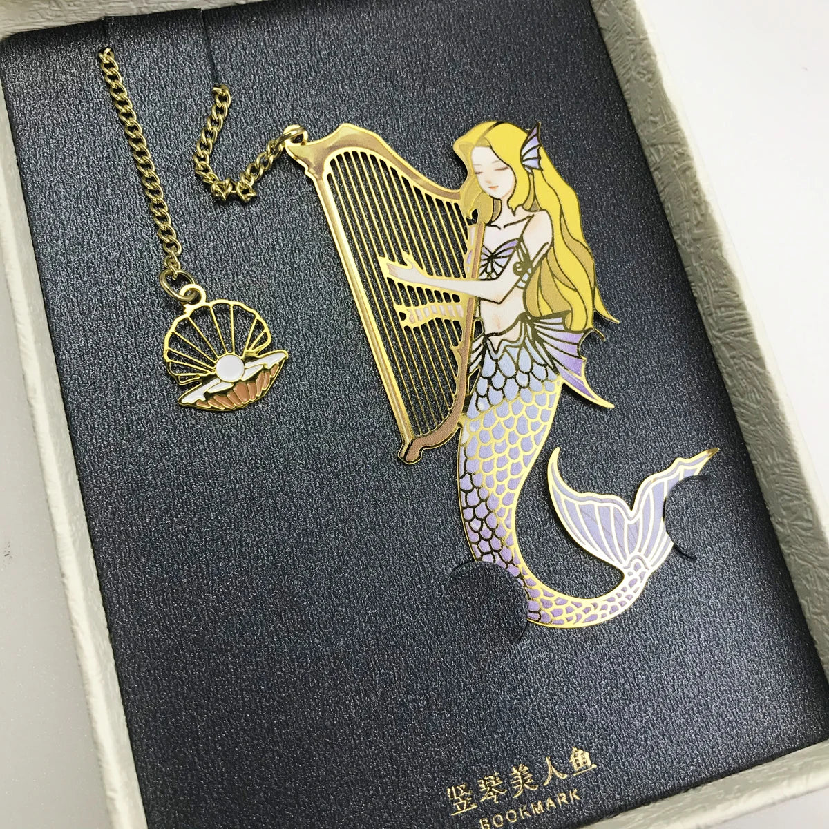 Harp Playing Mermaid Brass Bookmark For Book Lovers