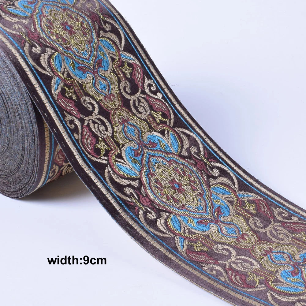 1M Boho Embroidered Jacquard Ribbons Trim DIY Craft