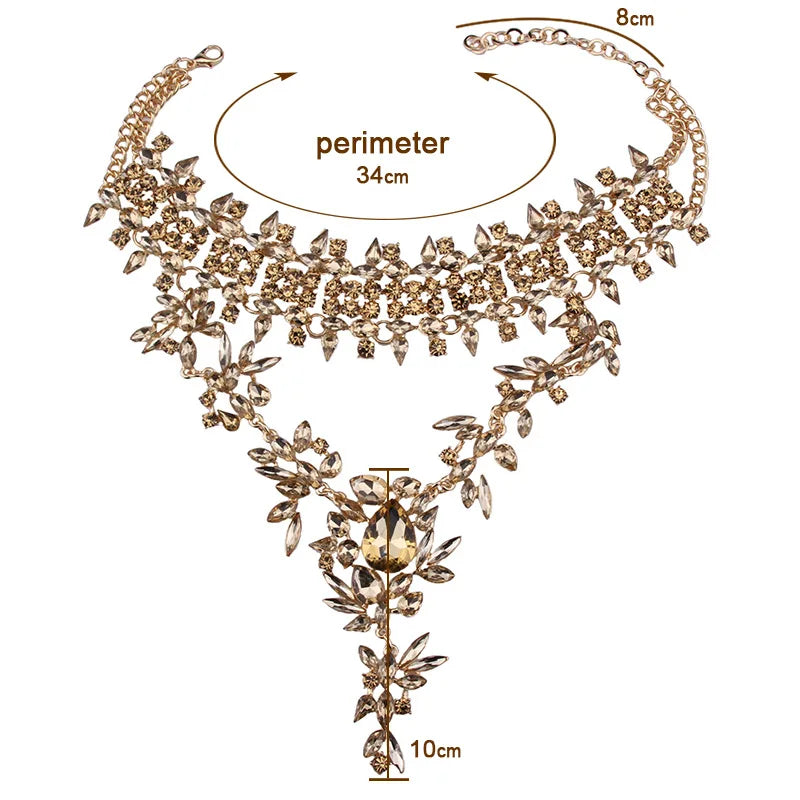Golden Brambles Crystal Collar Choker Necklace