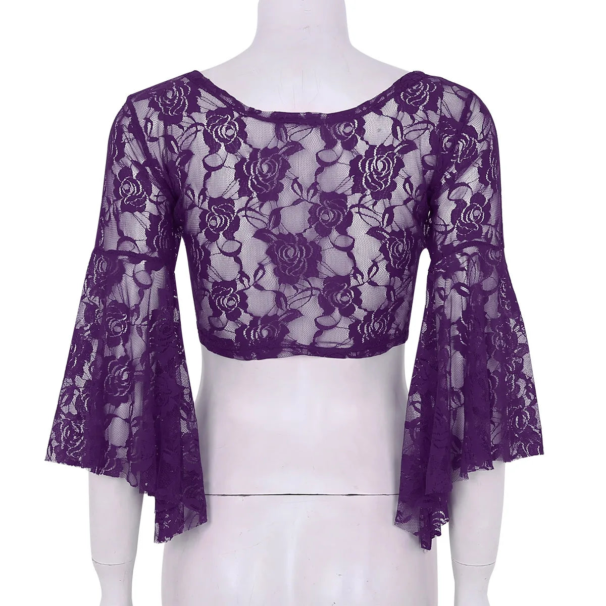 Flare Sleeve Floral Lace Wrap Top Dance Costume Cover Up Cardigan Wraps