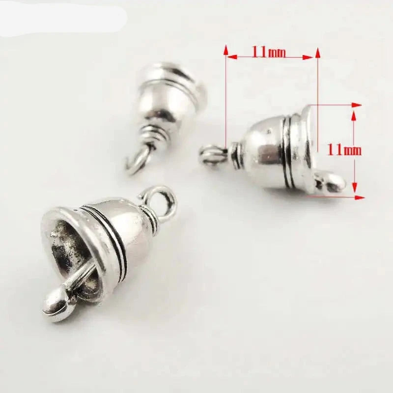 25 Small Bell Shape Charms Antique Silver Colour DIY Jewellery Making Charms