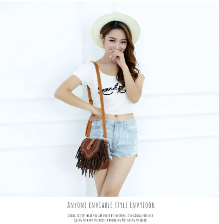 Boho Spirit Tassel Cross Body Purse Gypsy Fringe Shoulder Bag
