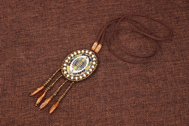 Handmade Beaded Leather Boho Necklaces