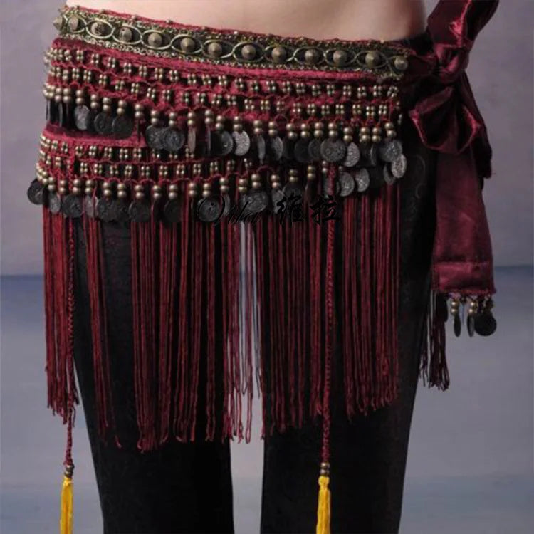 Copper Belly Dance Hip Scarf Coin Belt Tribal Costume