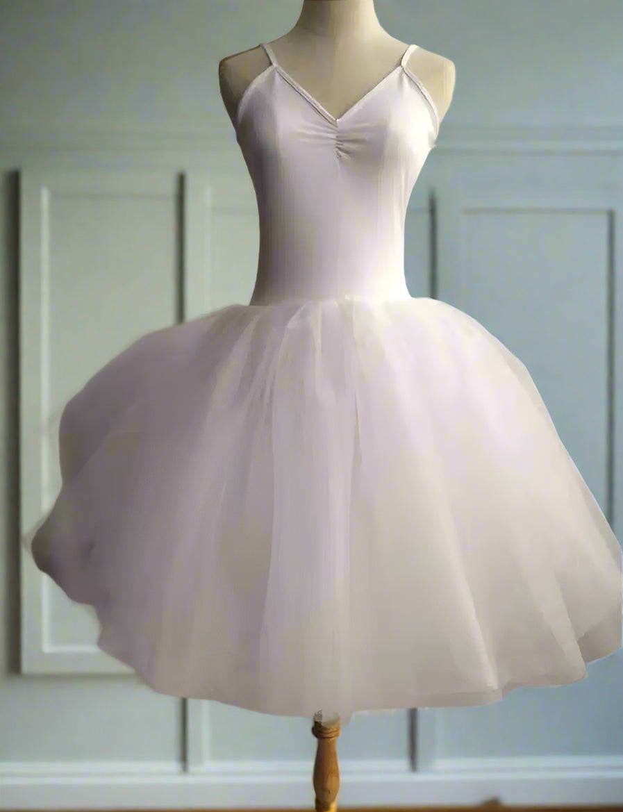 Unadorned White Black Basic Ballet Long Tutu Dress