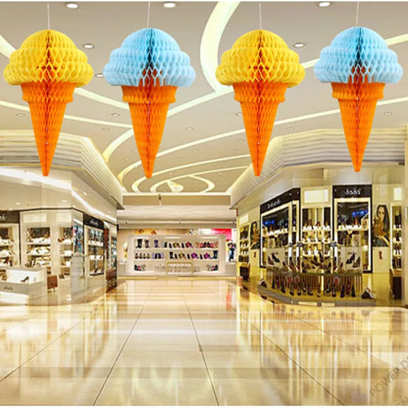 Ice Cream Honeycomb Paper Decorations