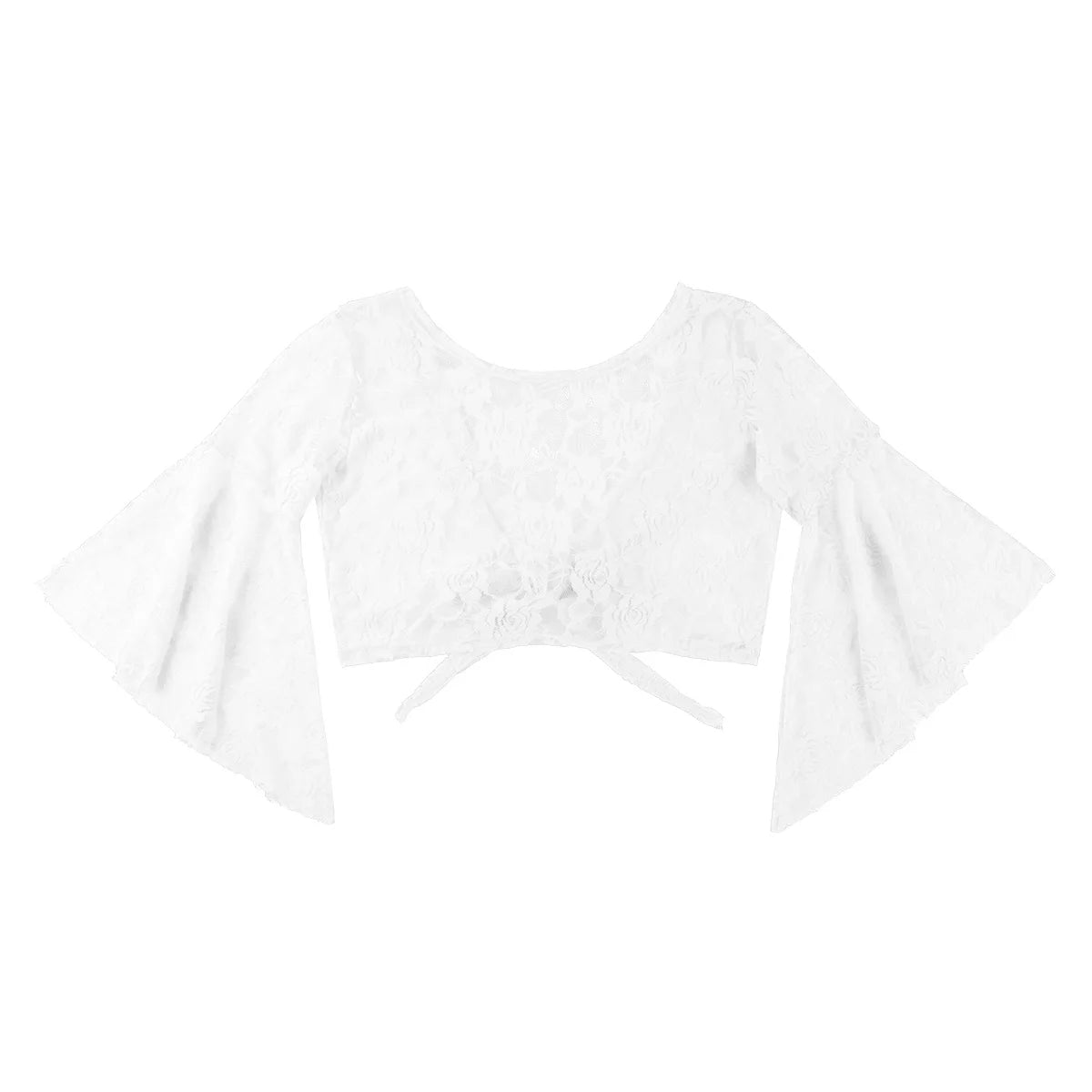 Flare Sleeve Floral Lace Wrap Top Dance Costume Cover Up Cardigan Wraps