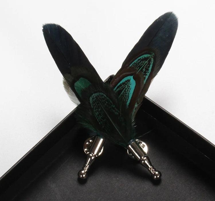 Feather Lapel Pin Brooch Hat Pin Handmade Suit Accessory Gift Idea
