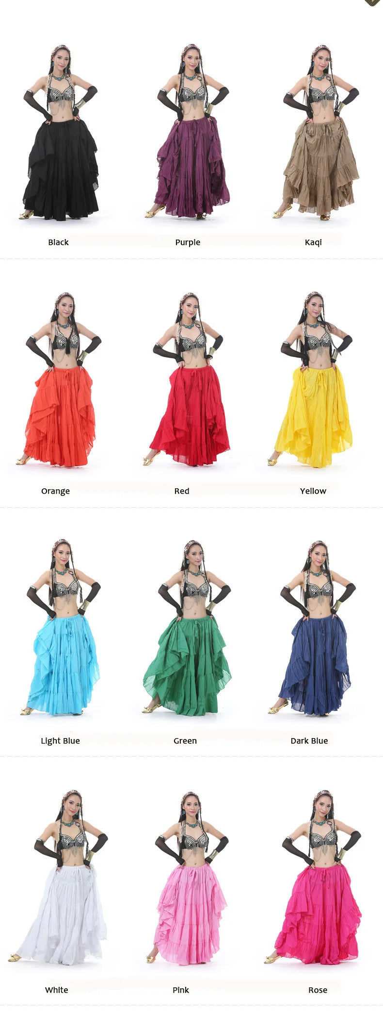 Tribal Belly Dance Flax Linen Gypsy Skirt Full Circle Dancewear 14 Colours