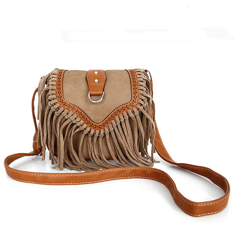 Boho Spirit Tassel Cross Body Purse Gypsy Fringe Shoulder Bag