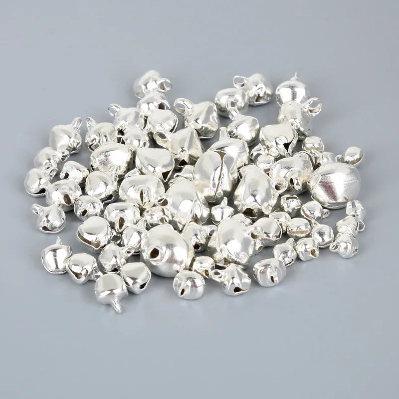 50-300Pcs/lot Loose Silver Beads Iron Jingle Bells Christmas Decoration Gift DIY Crafts