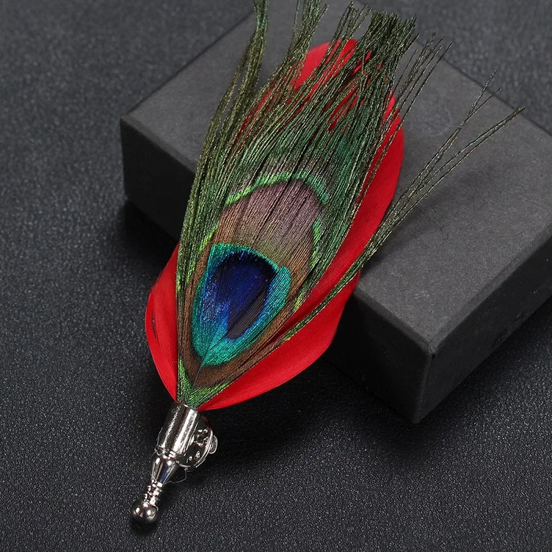 Feather Lapel Pin Brooch Hat Pin Handmade Suit Accessory Gift Idea