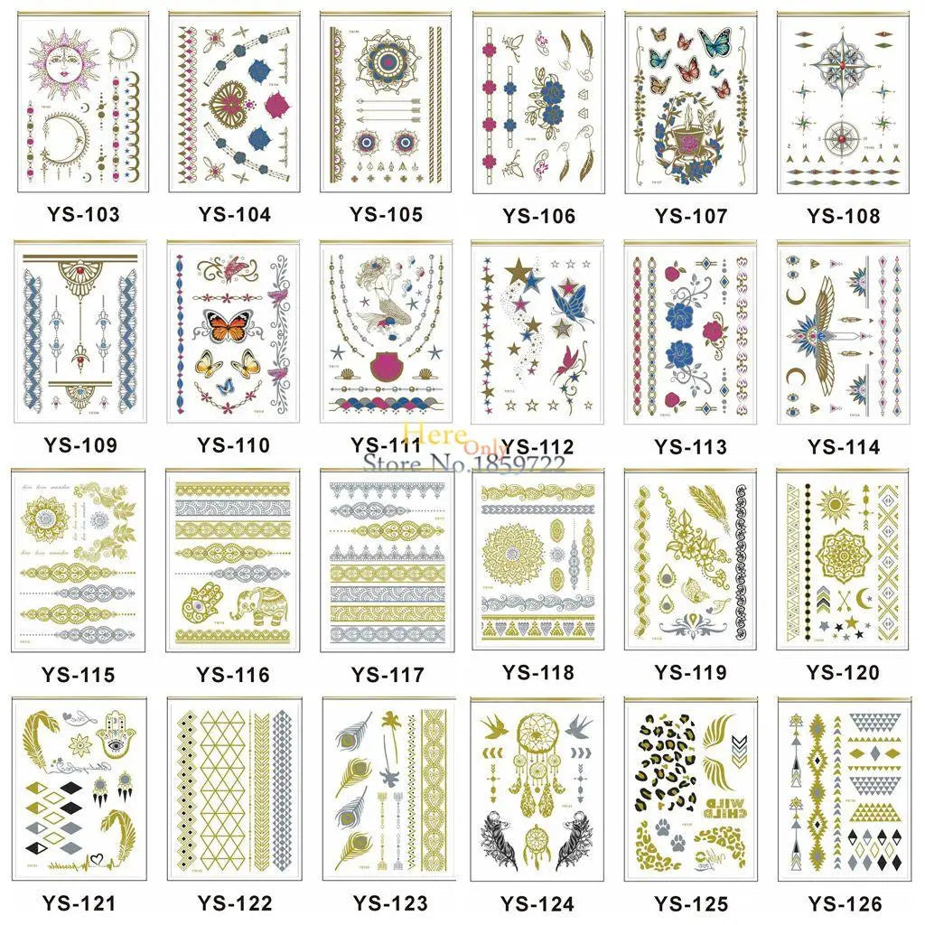 Golden Lotus Temporary Tattoos Mandala Butterfly Dream Catcher Body Art
