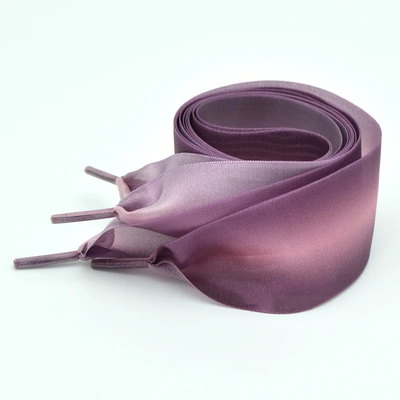 Gradient Colour 4cm Wide Satin Silk Ribbon Shoelaces 120cm Length
