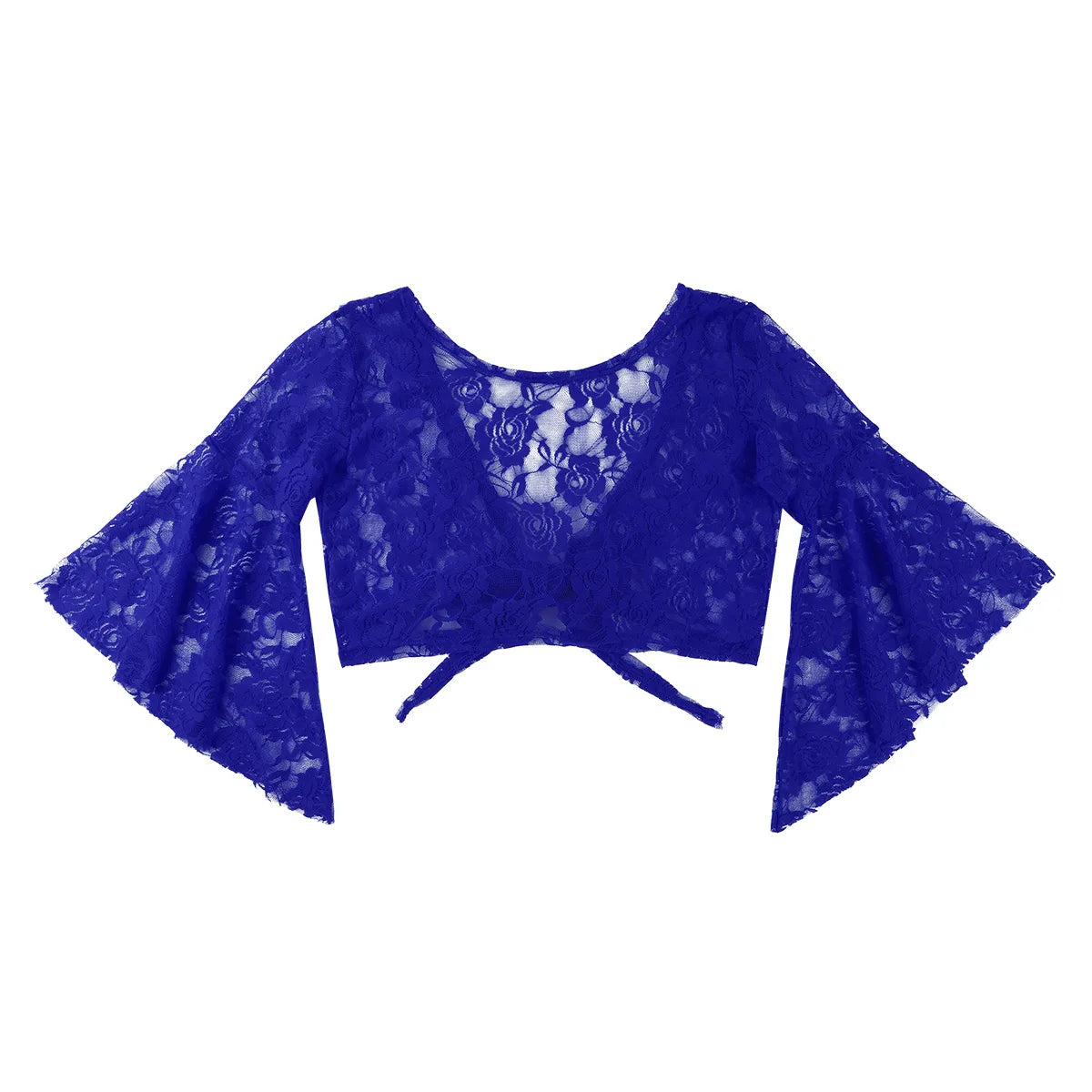 Flare Sleeve Floral Lace Wrap Top Dance Costume Cover Up Cardigan Wraps