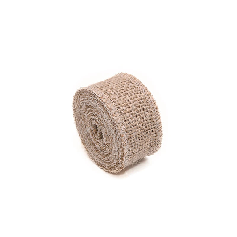 2M Natural Jute Burlap Hessian Ribbon Rolls Rustic Wedding Decoration Christmas Gift Wrapping