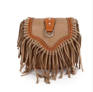 Boho Spirit Tassel Cross Body Purse Gypsy Fringe Shoulder Bag