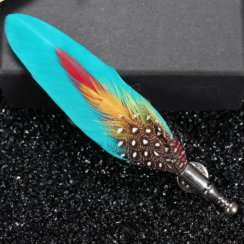 Feather Lapel Pin Brooch Hat Pin Handmade Suit Accessory Gift Idea