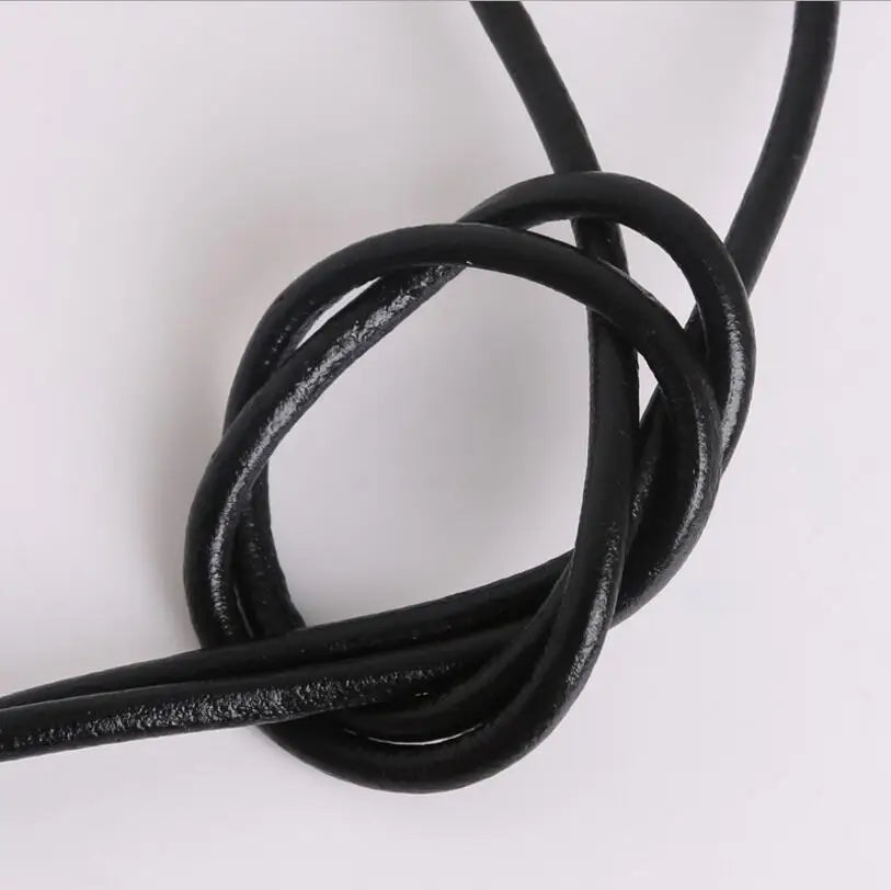 Round Single Strand Black Genuine Leather Cords 1.5mm 3mm 4mm 5mm 6mm