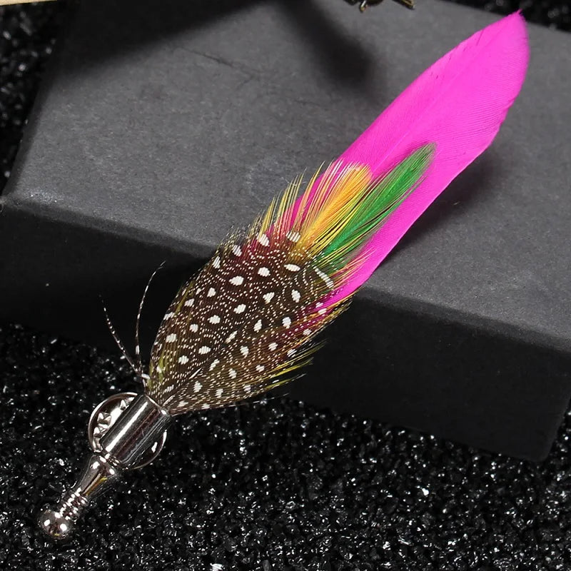 Feather Lapel Pin Brooch Hat Pin Handmade Suit Accessory Gift Idea