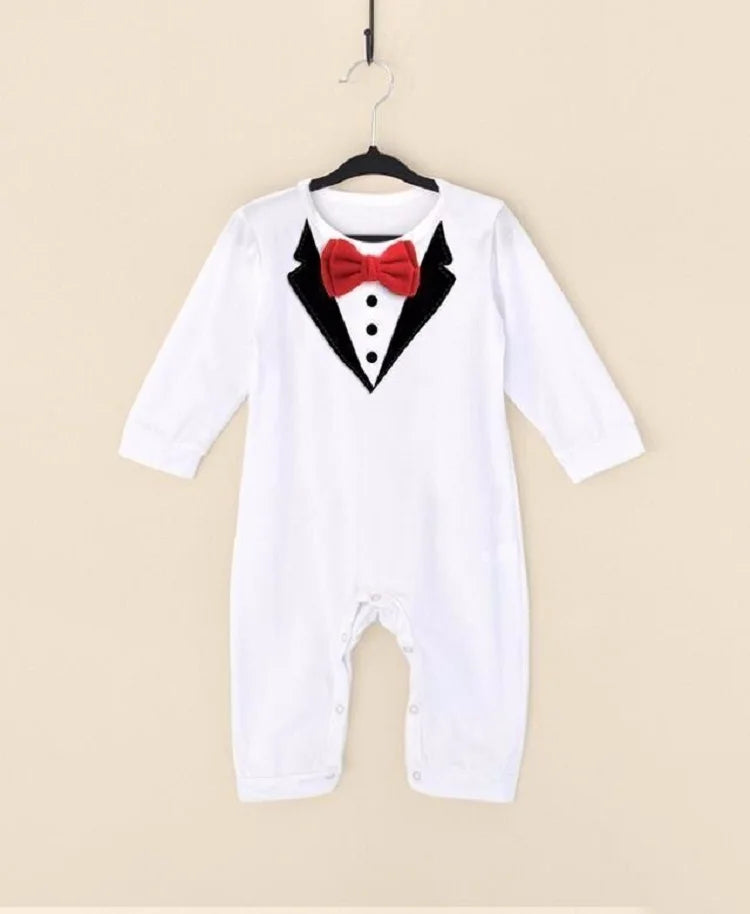 Baby Boy Gentleman Tuxedo Romper Cotton Clothes Newborn One-Piece Outfit Party Suit