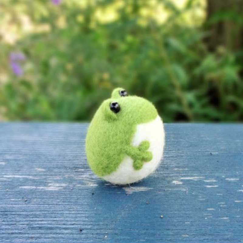 DIY Felt kit Cute Frog Wool Needle Felt Doll Wool Felting Poked Kit DIY Handcrafting Package