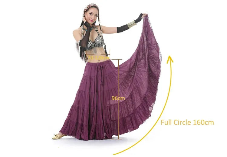 Tribal Belly Dance Flax Linen Gypsy Skirt Full Circle Dancewear 14 Colours