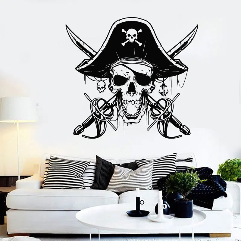 Pirate Captain Skull Sabers Wall Decal Sticker