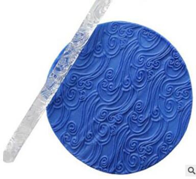Wave Swirl Rolling Pin Polymer Clay Tool Pottery Embossing Tools